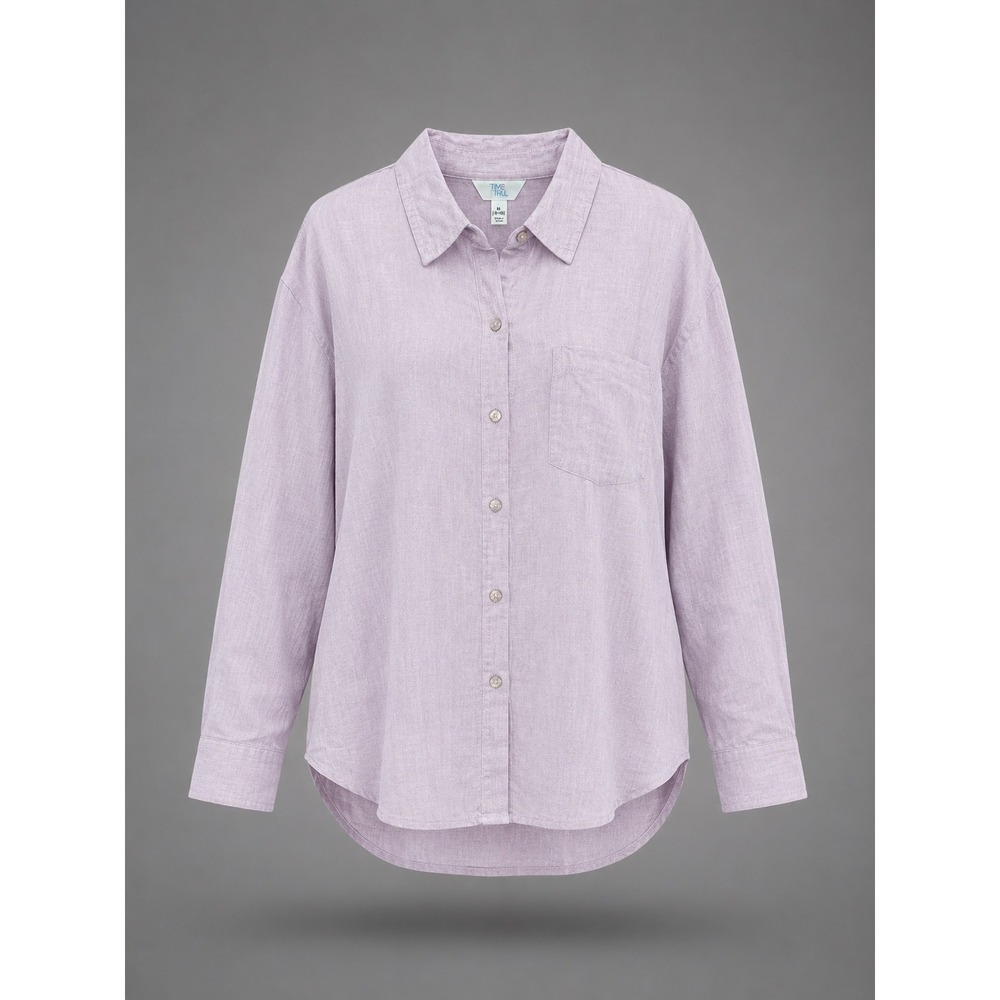 🍁Time and Tru Lavender Linen Blend Oversized Button Down Shirt XXL 20 Lavender